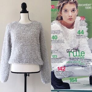 Vintage 90s Silver Fuzzy Eyelash Sweater
